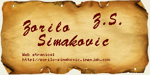 Zorilo Simaković vizit kartica